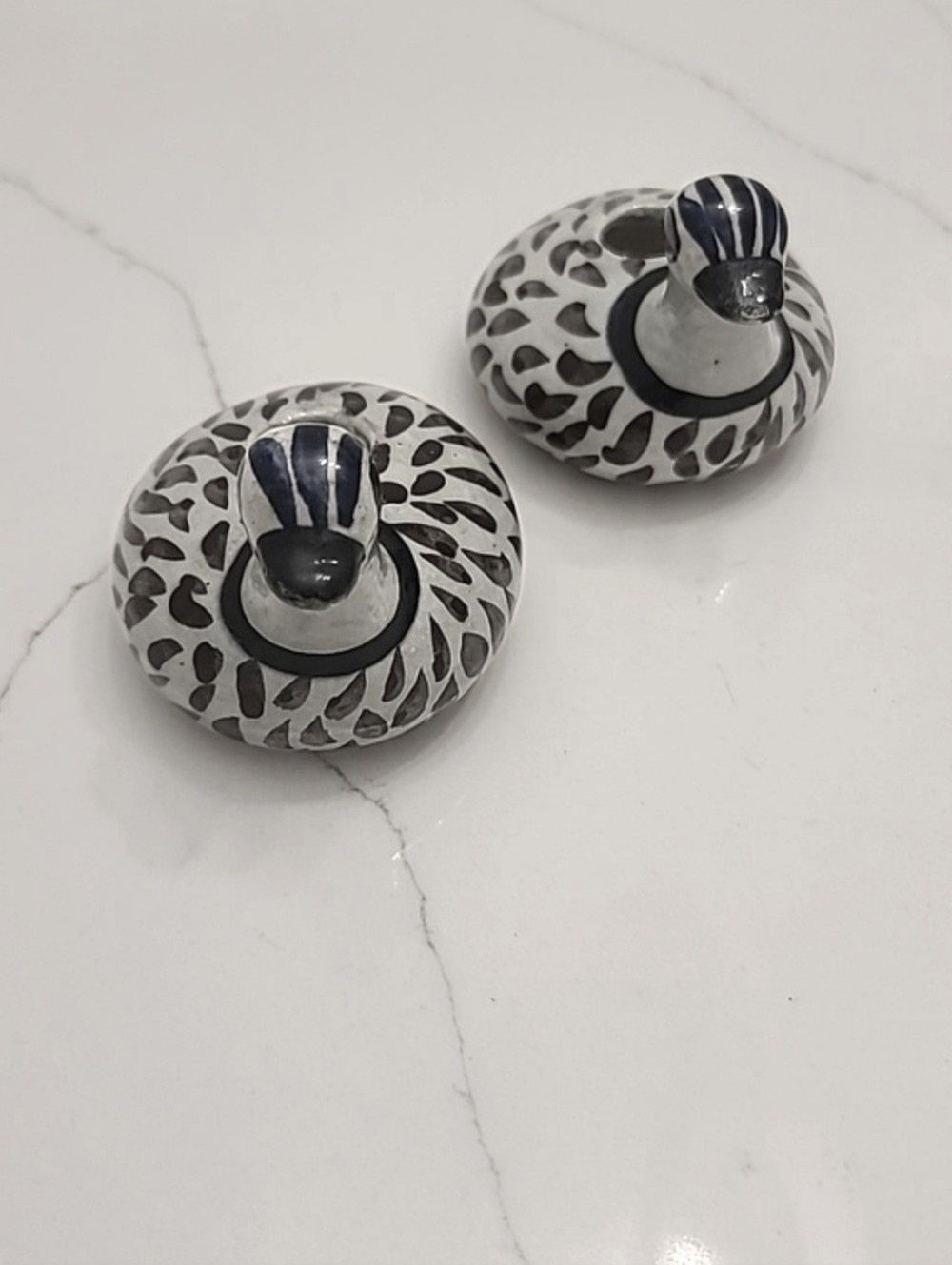 Set of 2 Vintage Tonalá Mexican Pottery Bird Duck Candle Holders Signed